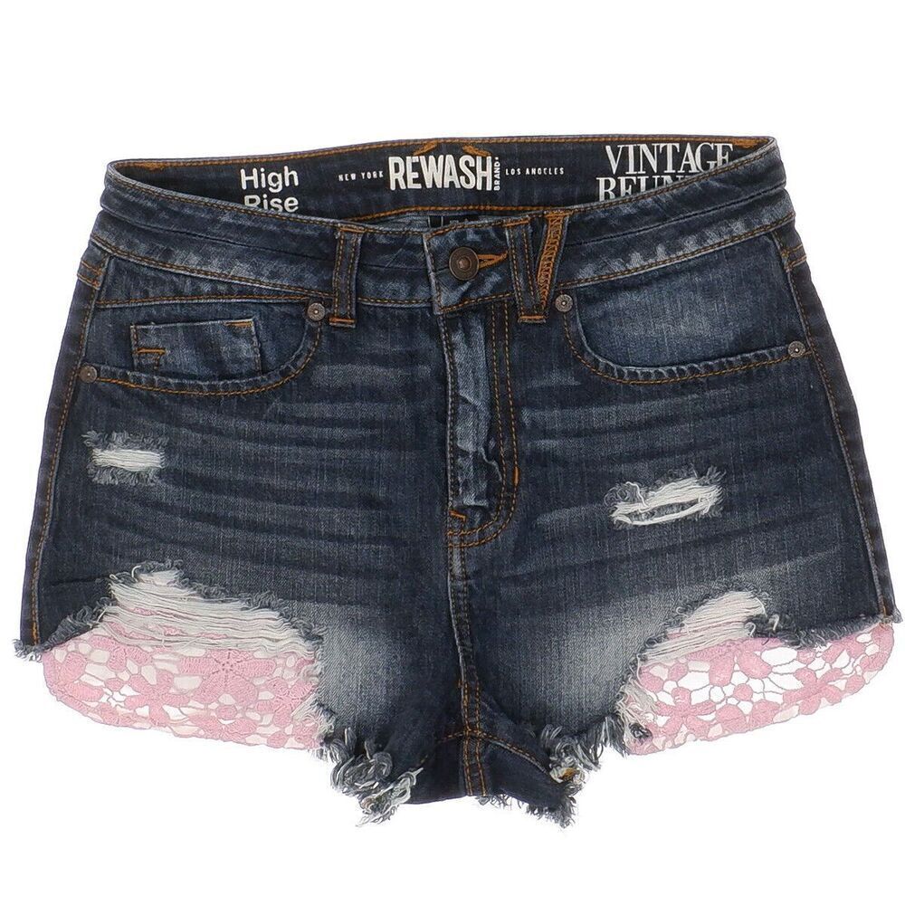 Rewash Vintage Reunion High Rise Sorts Size 3 Juniors Distressed Crochet W26